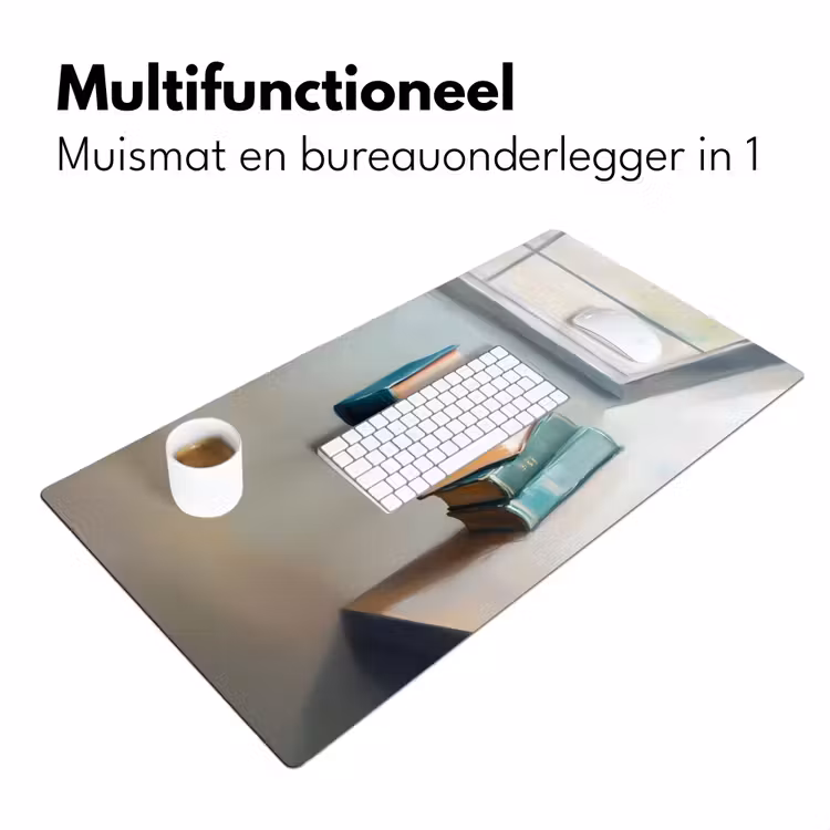 Stapel - Boeken - Groen - Daglicht Muismat XXL klein -sfeer4