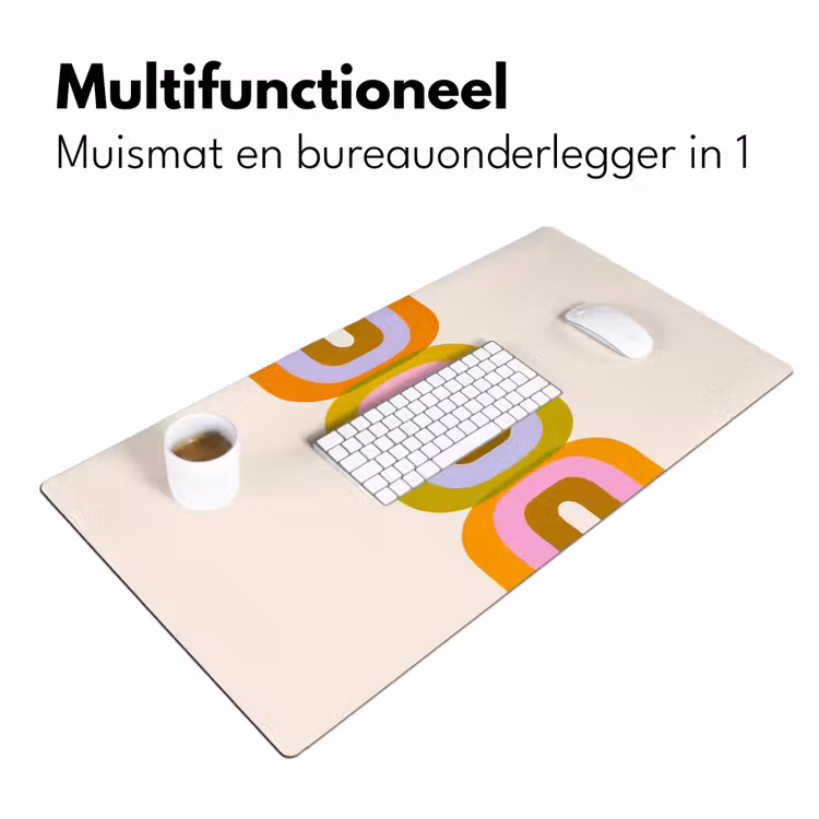 Stapel - Vormen - Geblokt - Oranje Muismat XXL klein -sfeer4
