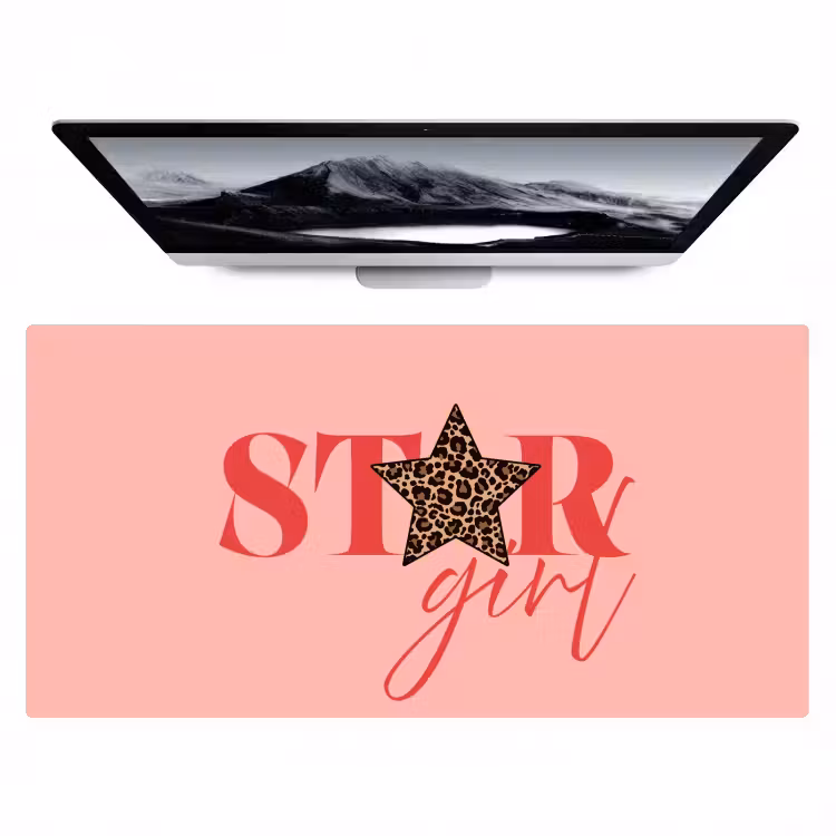 Star girl - Roze - Panter - Ster Muismat XXL klein -zzz3d