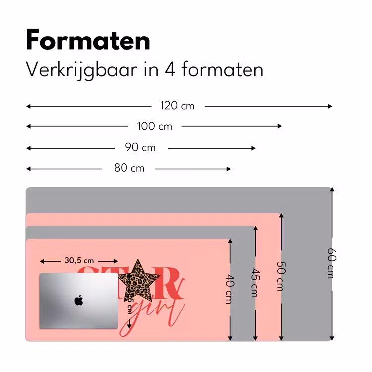 Star girl - Roze - Panter - Ster Muismat XXL klein -sfeer5