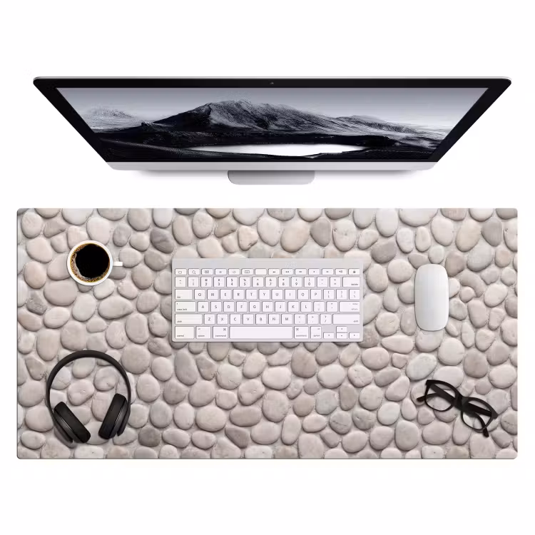 Steen - Kiezel - Natuur - Minimalistisch - Beige Muismat XXL klein -3d