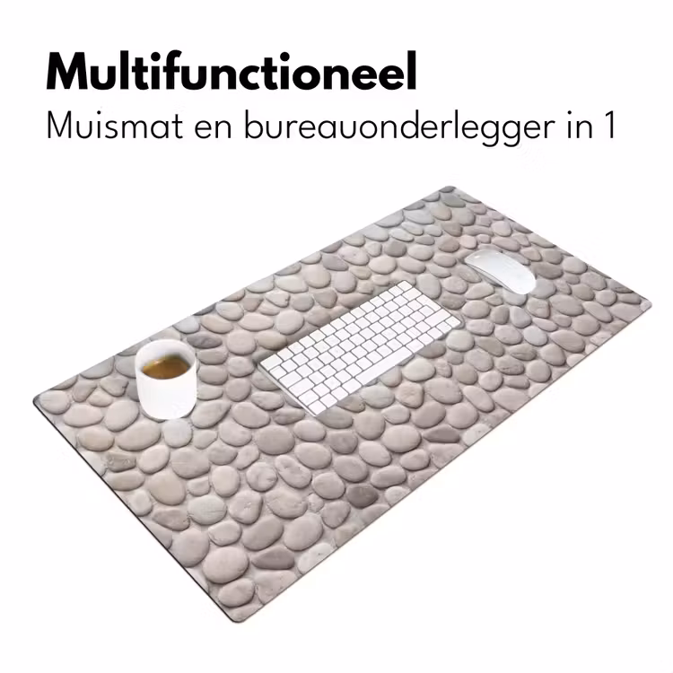Steen - Kiezel - Natuur - Minimalistisch - Beige Muismat XXL klein -sfeer4