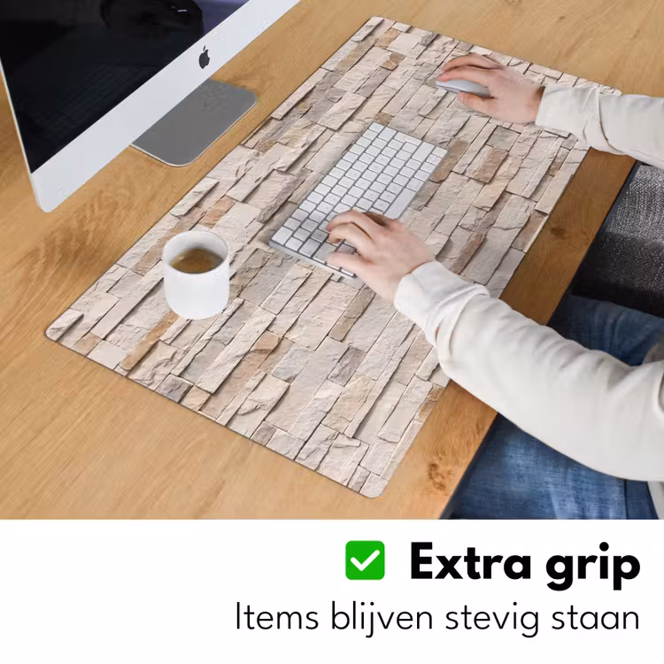 Steen - Muur - Textuur - Rustiek - Beige Muismat XXL klein -sfeer3