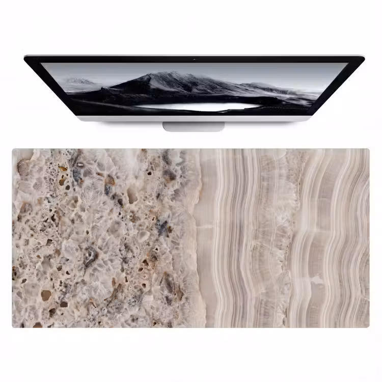 Steen - Textuur - Abstract - Beige - Wit Muismat XXL klein -zzz3d