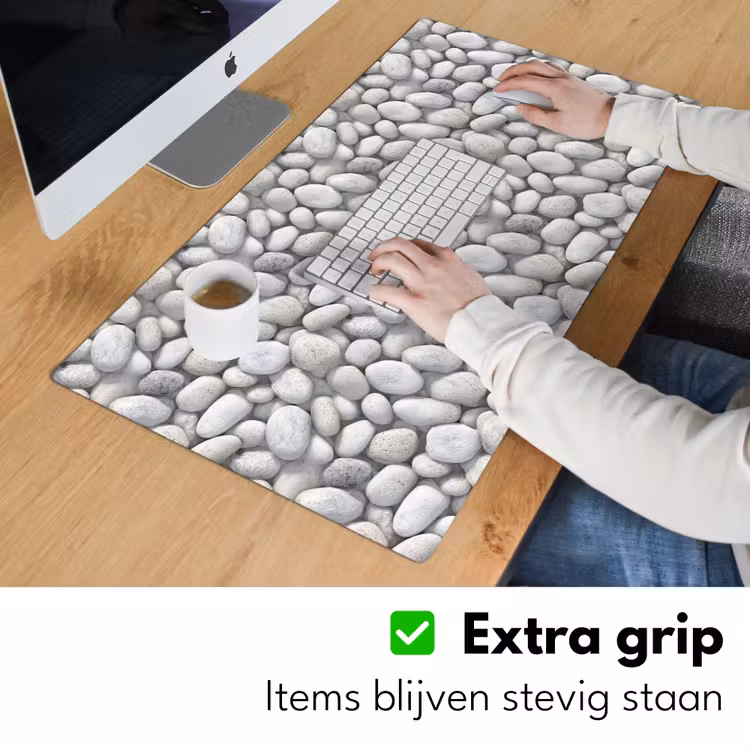 Steentjes - Grijs - Ovaal Muismat XXL klein 681 -sfeer3