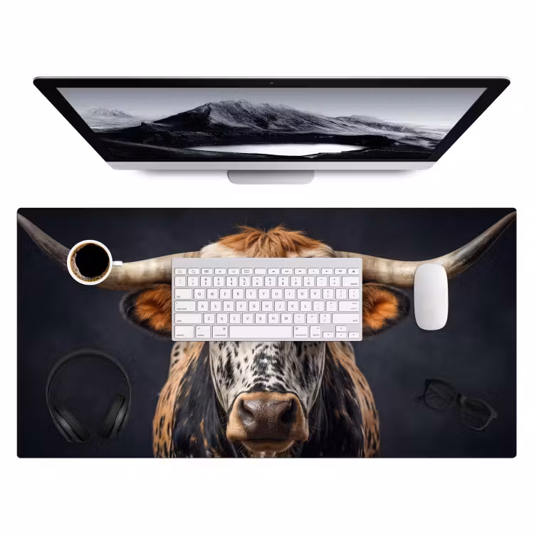 Stier - Kleurrijk - Hoorns Muismat XXL klein -3d