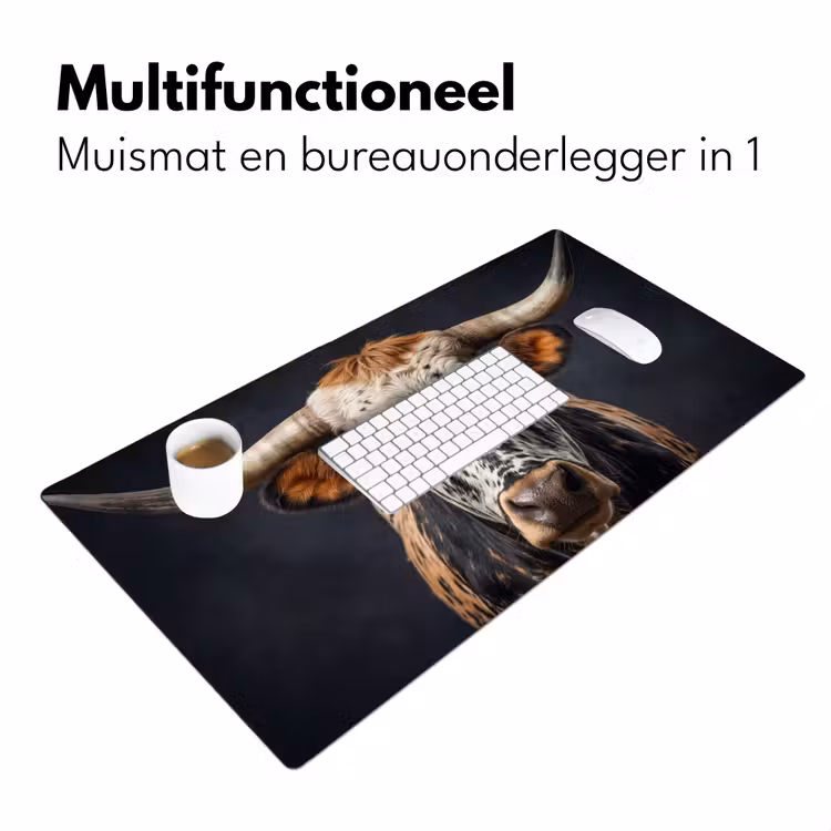 Stier - Kleurrijk - Hoorns Muismat XXL klein -sfeer4