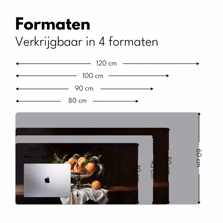 Stilleven - Perziken - Vintage Muismat XXL klein -sfeer5