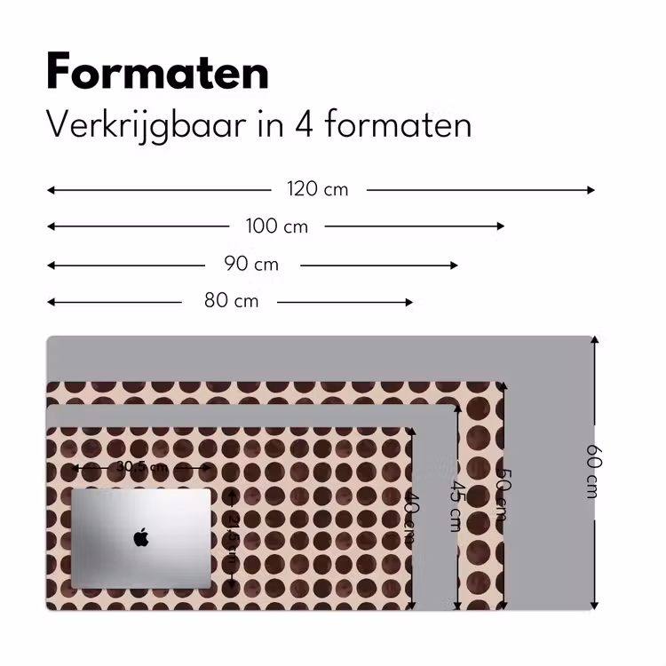 Stippen - Patroon - Bruin Muismat XXL klein 681 -sfeer5