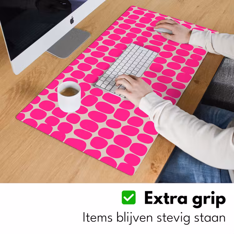 Stippen - Patroon - Roze Muismat XXL klein 681 -sfeer3