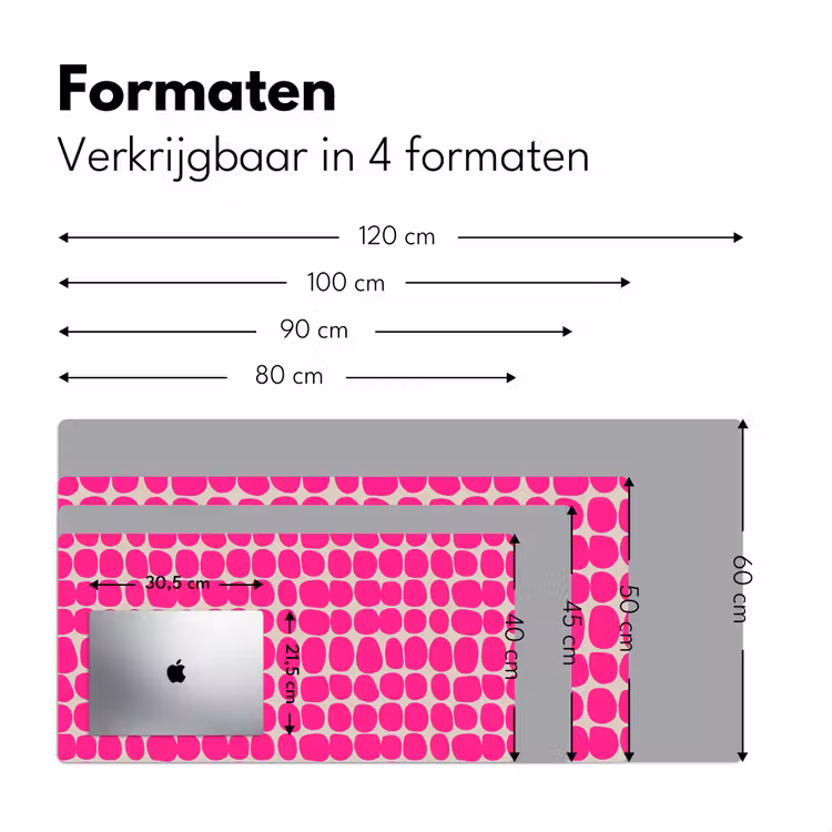 Stippen - Patroon - Roze Muismat XXL klein 681 -sfeer5