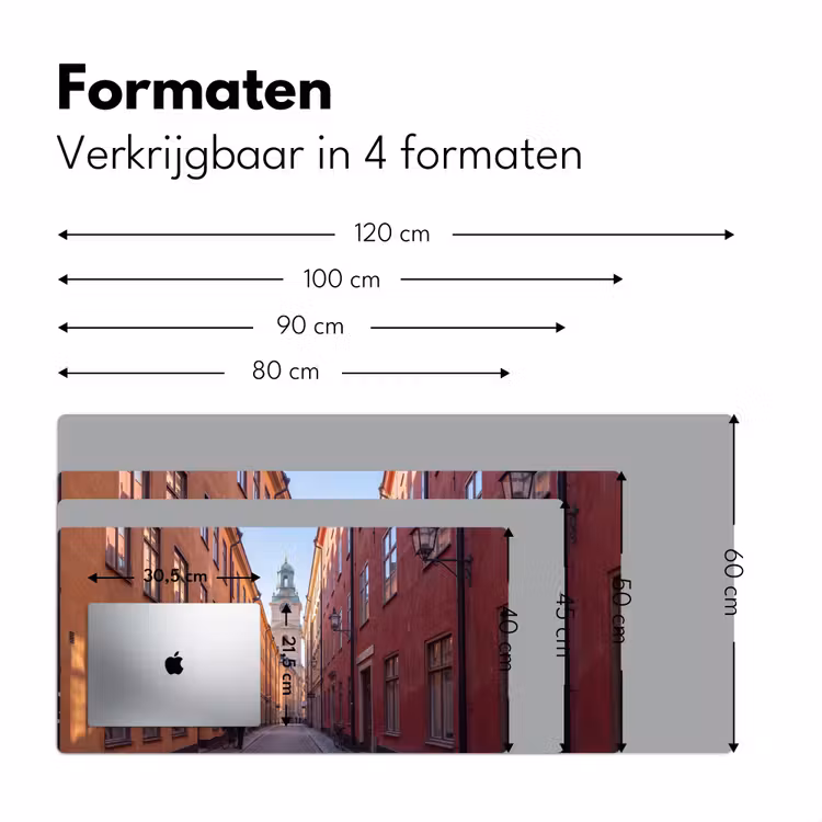 Straat - Klokkentoren - Stad - Architectuur - Historisch Muismat XXL klein -sfeer5