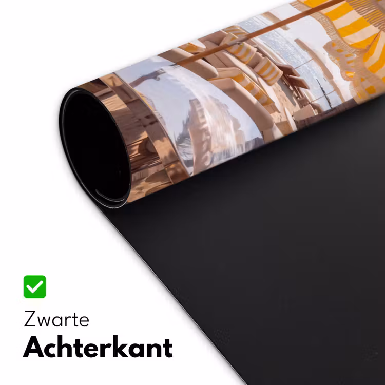 Strand - Ligbedden - Vakantie - Modern - Geel Muismat XXL klein -sfeer2