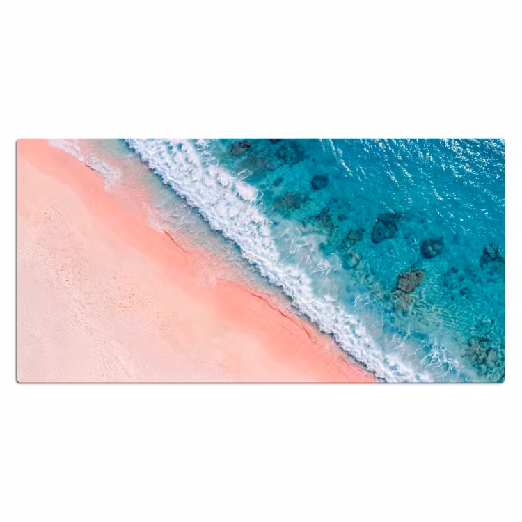 Strand - Oceaan - Golven - Roze Zand - Natuur Muismat XXL klein -3d_leeg