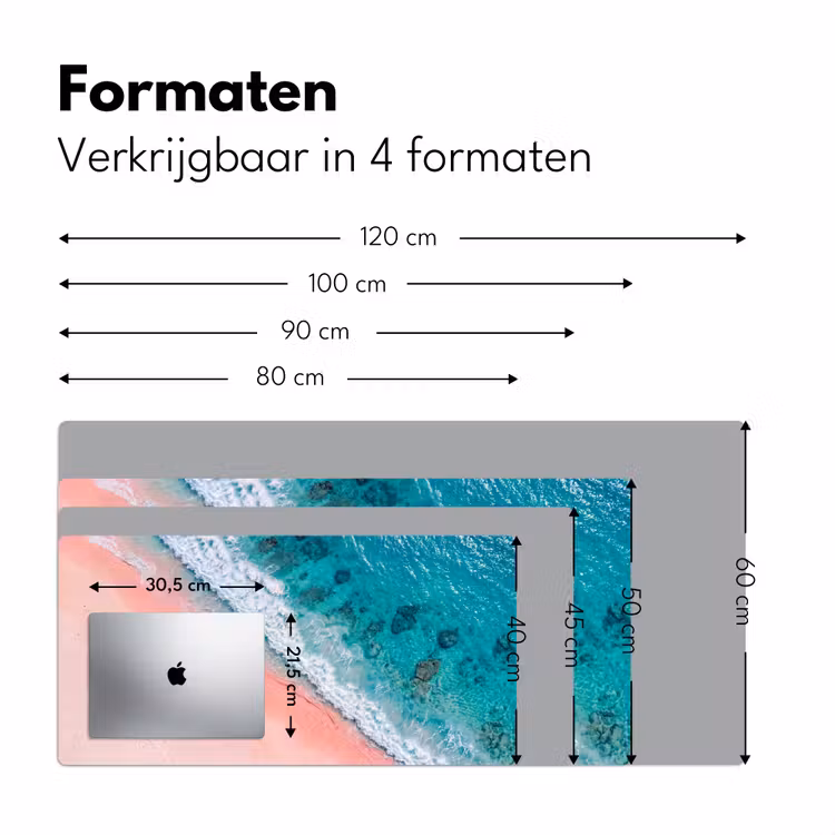 Strand - Oceaan - Golven - Roze Zand - Natuur Muismat XXL klein -sfeer5