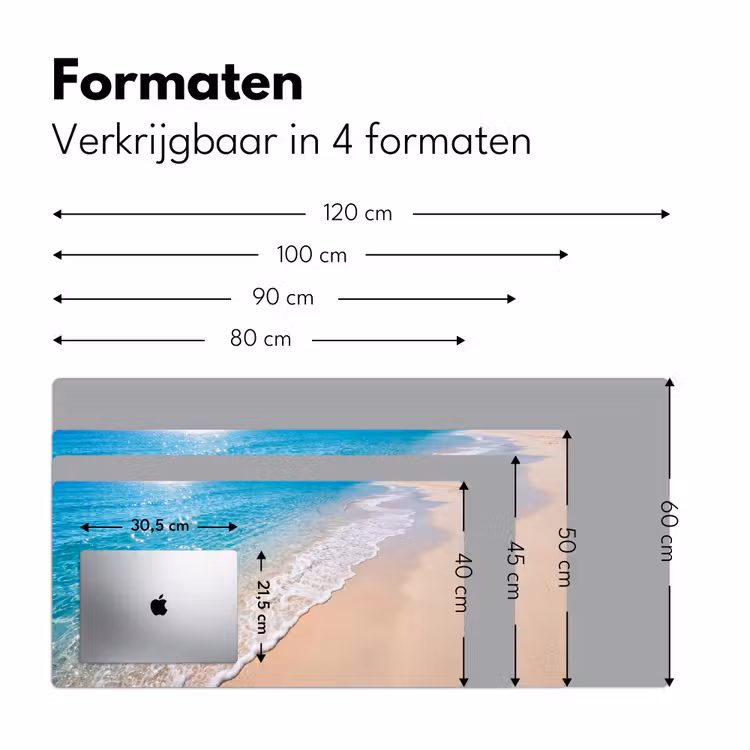 Strand - Water - Natuur - Blauw - Beige Muismat XXL klein -sfeer5