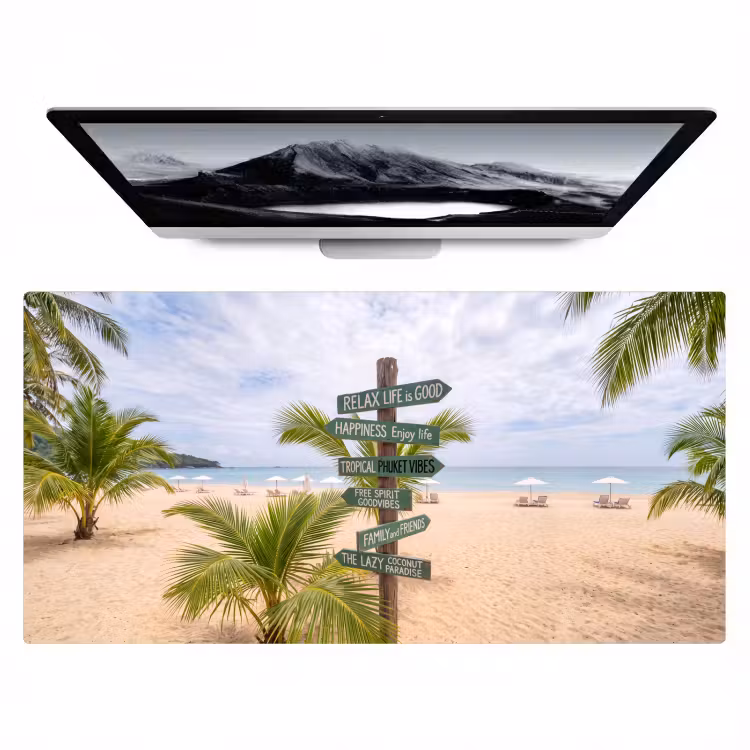 Strand - Wegwijzer - Palmen - Tropisch - Groen Muismat XXL klein -zzz3d