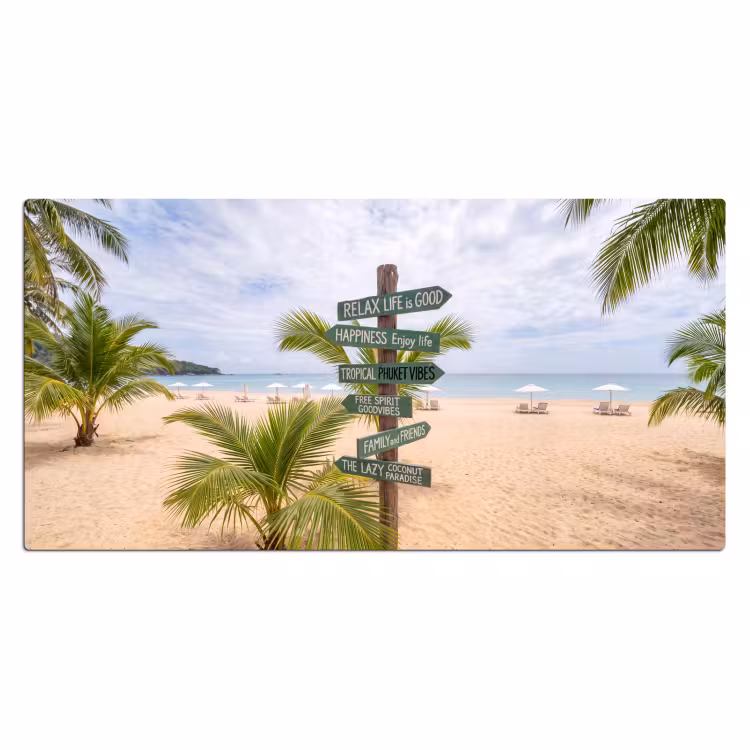 Strand - Wegwijzer - Palmen - Tropisch - Groen Muismat XXL klein -3d_leeg
