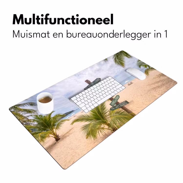 Strand - Wegwijzer - Palmen - Tropisch - Groen Muismat XXL klein -sfeer4