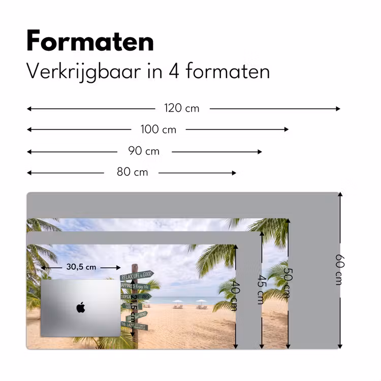 Strand - Wegwijzer - Palmen - Tropisch - Groen Muismat XXL klein -sfeer5