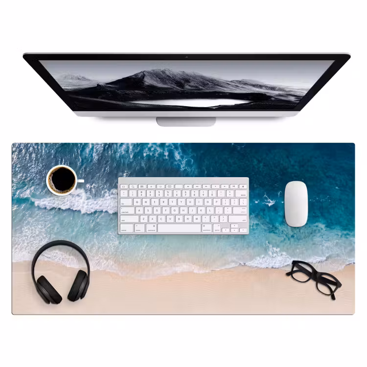 Strand - Zee - Golven - Natuur - Blauw Muismat XXL klein -3d