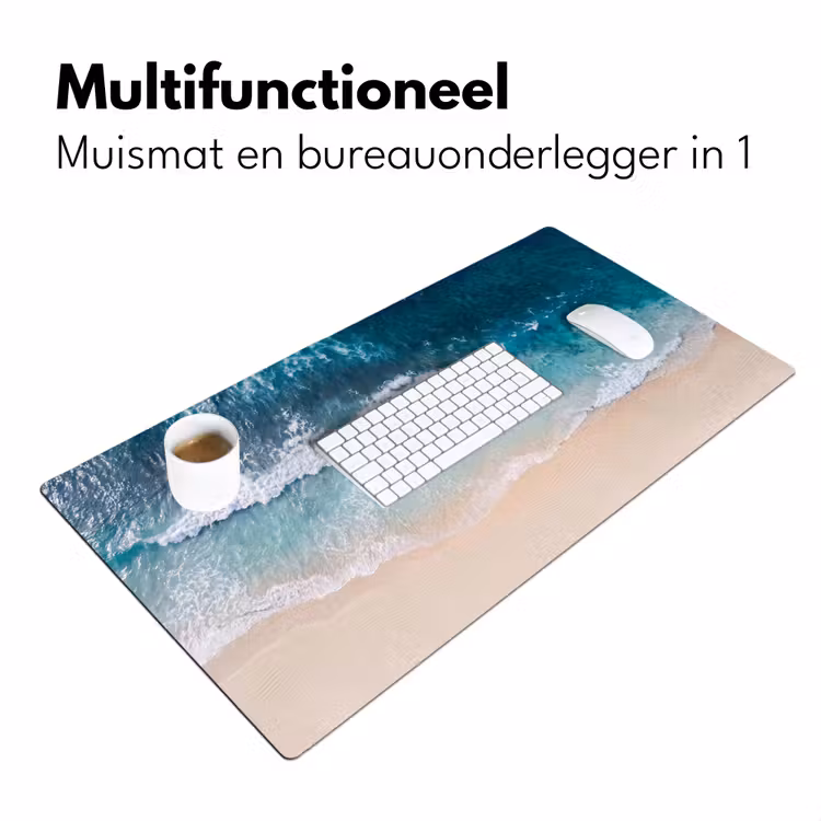 Strand - Zee - Golven - Natuur - Blauw Muismat XXL klein -sfeer4
