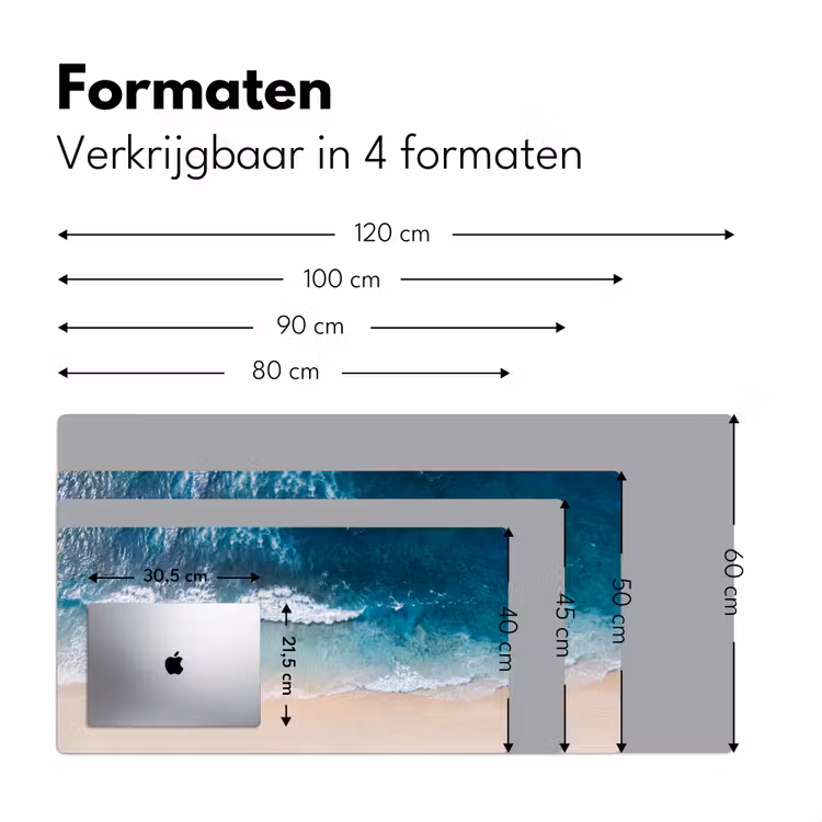 Strand - Zee - Golven - Natuur - Blauw Muismat XXL klein -sfeer5