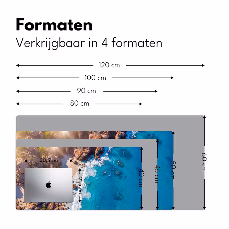 Strand - Zee - Rotsen - Natuur - Blauw Muismat XXL klein -sfeer5