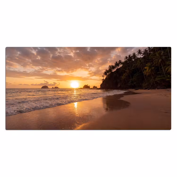 Strand - Zonsondergang - Natuur - Tropisch - Oranje Muismat XXL klein -3d_leeg