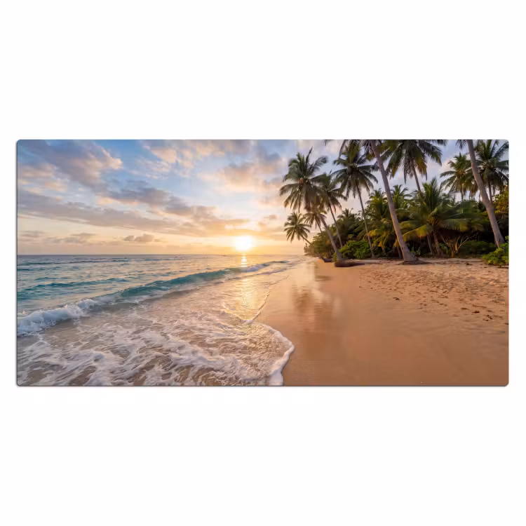 Strand - Zonsondergang - Tropisch - Natuur - Goud Muismat XXL klein -3d_leeg
