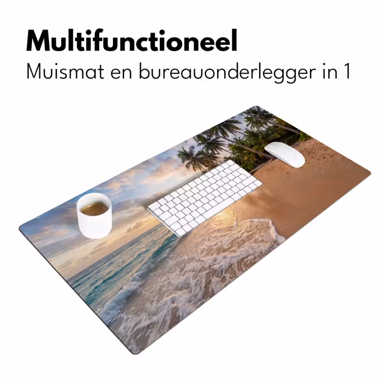Strand - Zonsondergang - Tropisch - Natuur - Goud Muismat XXL klein -sfeer4