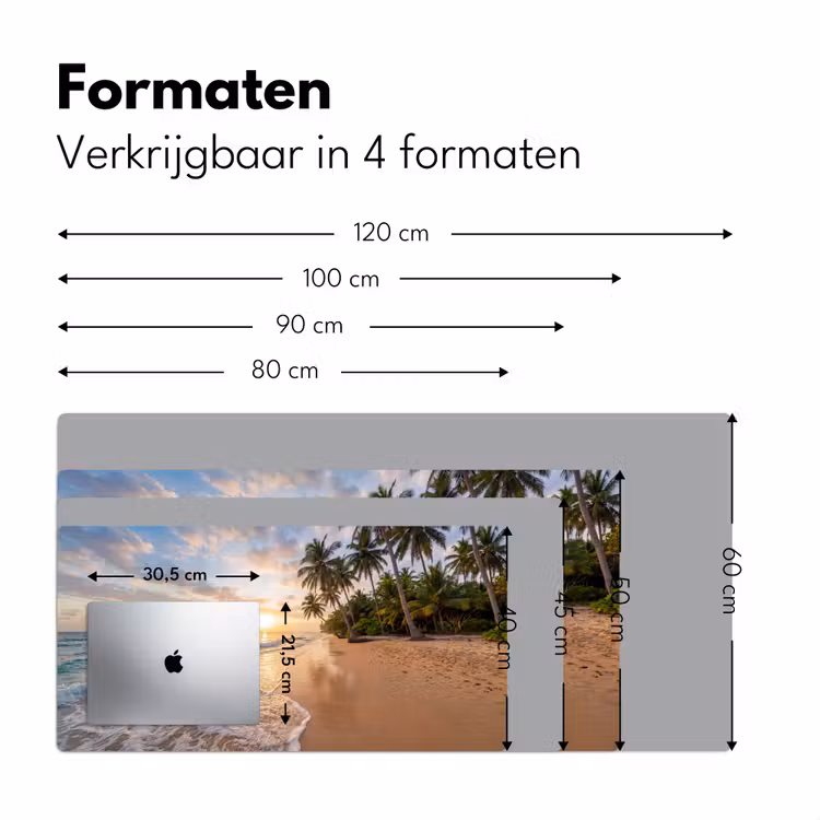 Strand - Zonsondergang - Tropisch - Natuur - Goud Muismat XXL klein -sfeer5