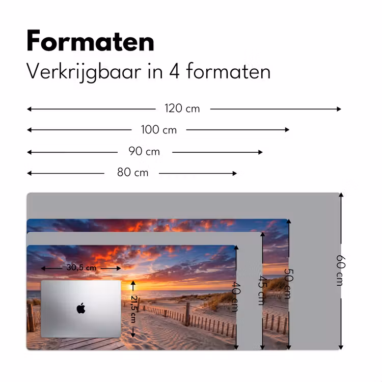 Strand - Zonsondergang - Zee - Natuur - Oranje Muismat XXL klein -sfeer5