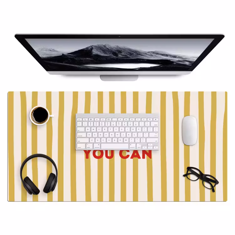 Strepen - Abstract - Yes you can - Rood Muismat XXL klein -3d
