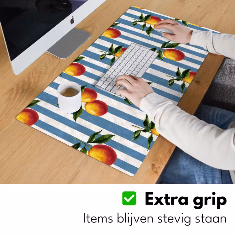 Strepen - Citroen - Blauw Muismat XXL klein 681 -sfeer3