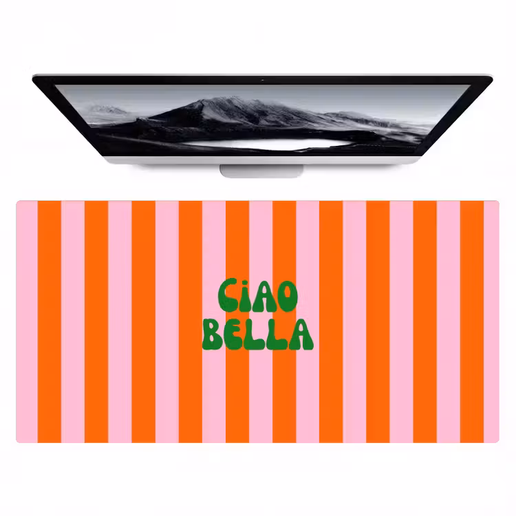 Strepen - Oranje - Verticaal - Ciao bella Muismat XXL klein -zzz3d