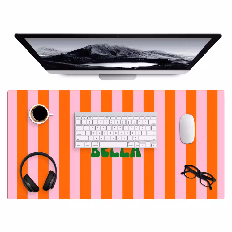 Strepen - Oranje - Verticaal - Ciao bella Muismat XXL klein -3d