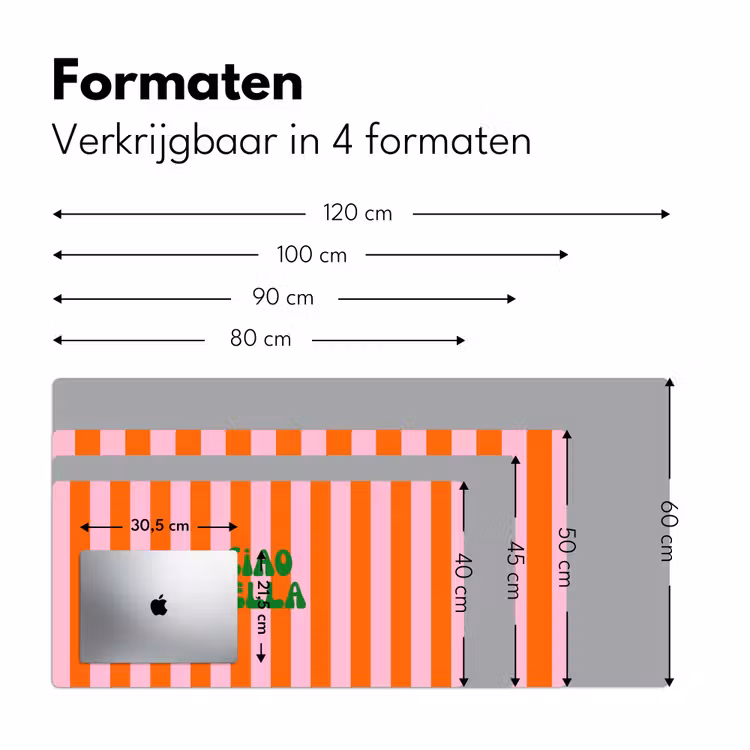 Strepen - Oranje - Verticaal - Ciao bella Muismat XXL klein -sfeer5