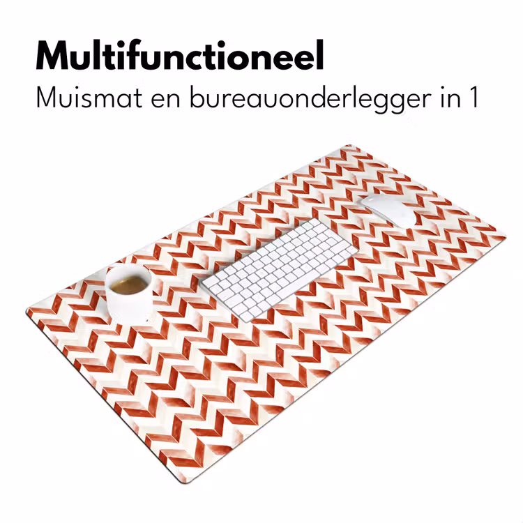 Strepen - Rood - Wit - Patroon Muismat XXL klein 681 -sfeer4
