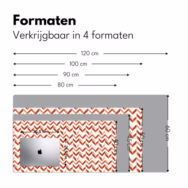 Strepen - Rood - Wit - Patroon Muismat XXL klein 681 -sfeer5
