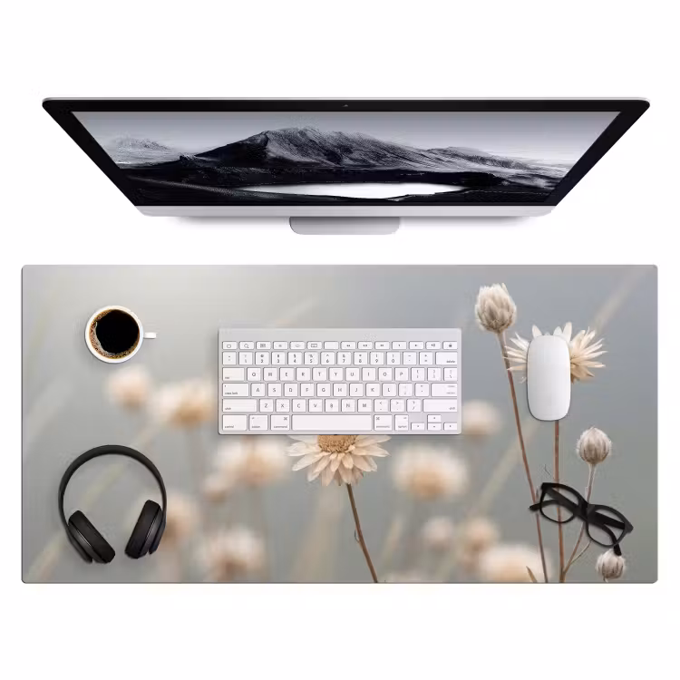 Strobloemen - Wit - Daglicht Muismat XXL klein -3d