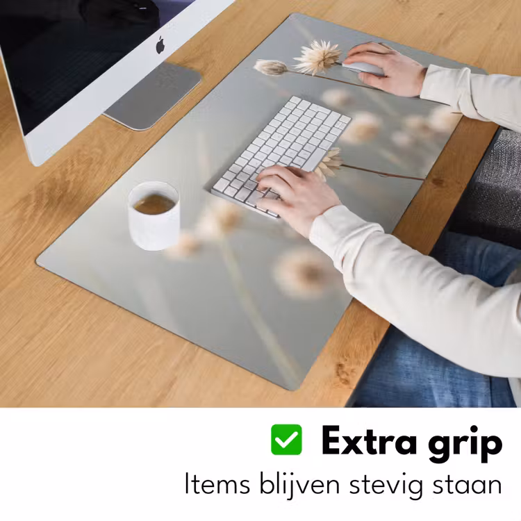 Strobloemen - Wit - Daglicht Muismat XXL klein -sfeer3