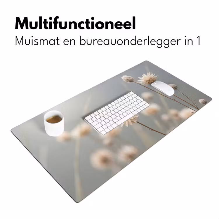 Strobloemen - Wit - Daglicht Muismat XXL klein -sfeer4