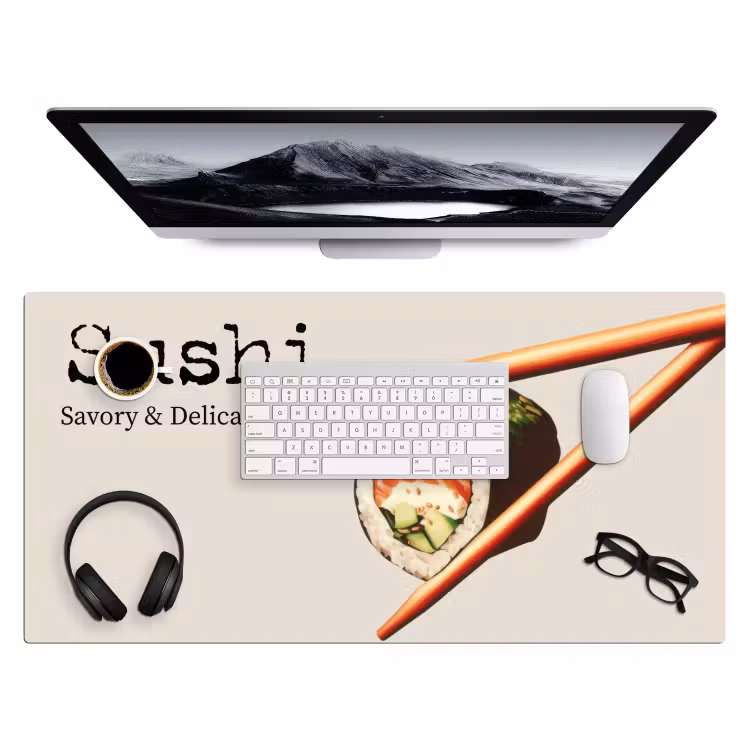 Sushi - Zalm - Rijst - Japans Muismat XXL klein -3d