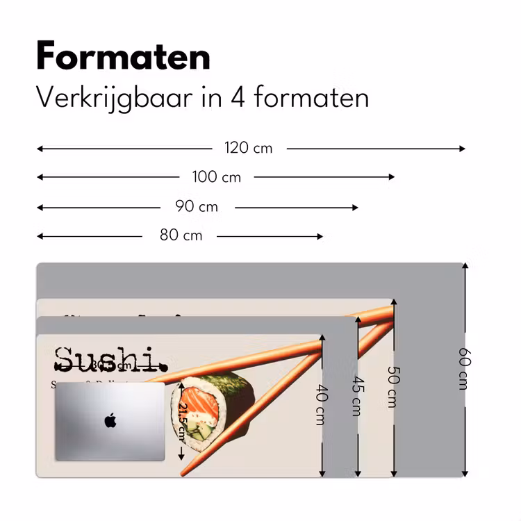 Sushi - Zalm - Rijst - Japans Muismat XXL klein -sfeer5