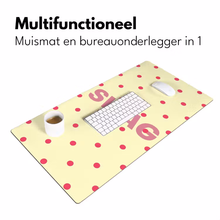 Swag - Roze - Stippen - Geel Muismat XXL klein -sfeer4