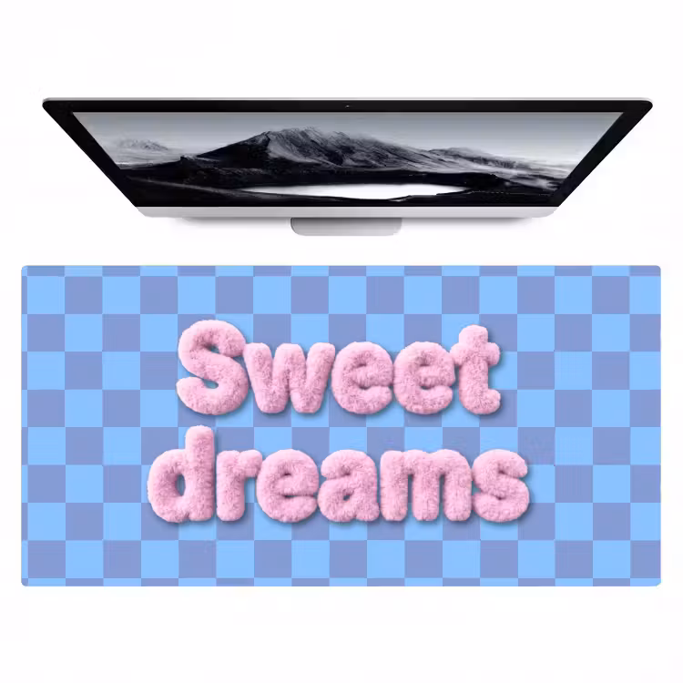Sweet dreams - Vierkanten - Roze - Blauw Muismat XXL klein -zzz3d