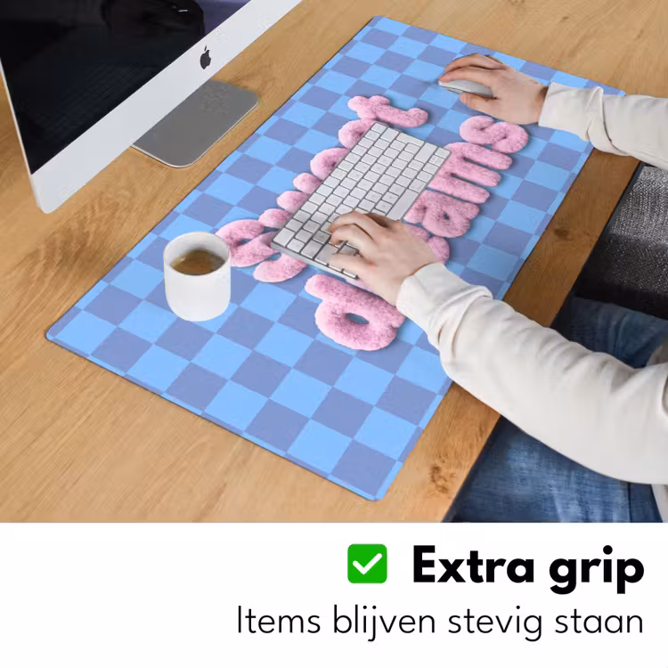 Sweet dreams - Vierkanten - Roze - Blauw Muismat XXL klein -sfeer3
