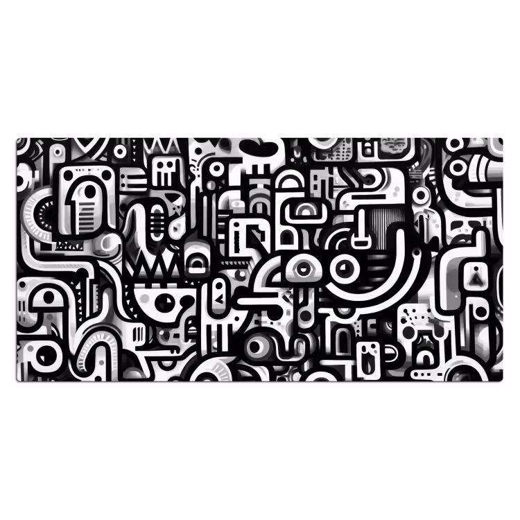 Symbolen - Abstract - Grafisch - Zwart Muismat XXL klein -3d_leeg
