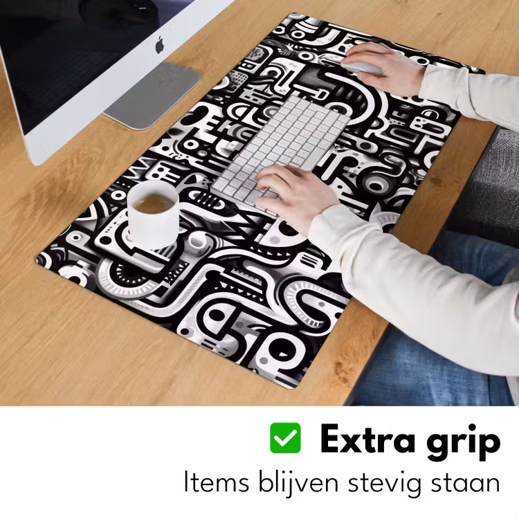 Symbolen - Abstract - Grafisch - Zwart Muismat XXL klein -sfeer3